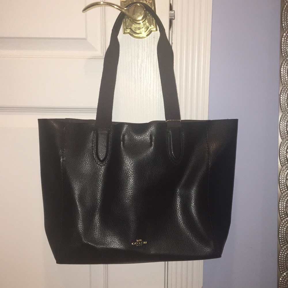 Coach large derby tote bag black